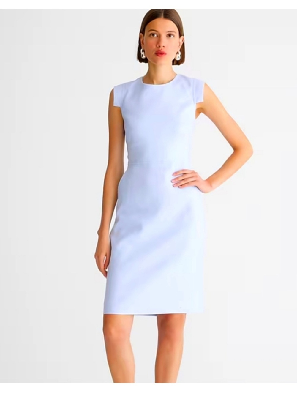 J. Crew Resume Stretch Linen Blend Midi Dress in Light Blue, Size 4
